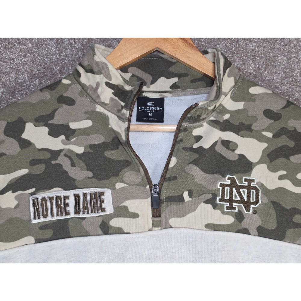 Colosseum Notre Dame Fighting Irish Camo Quarter Zip Pullover Mens Medium OHT - Picture 5 of 10